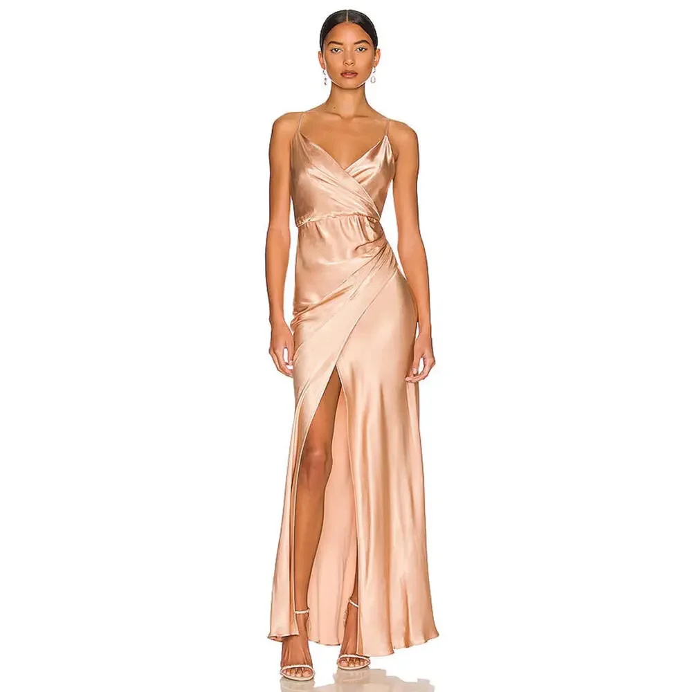 Shona Joy La Lune Cross Draped Maxi satin Dress desert rose SZ 4 NWT $360 msrp - Picture 1 of 8